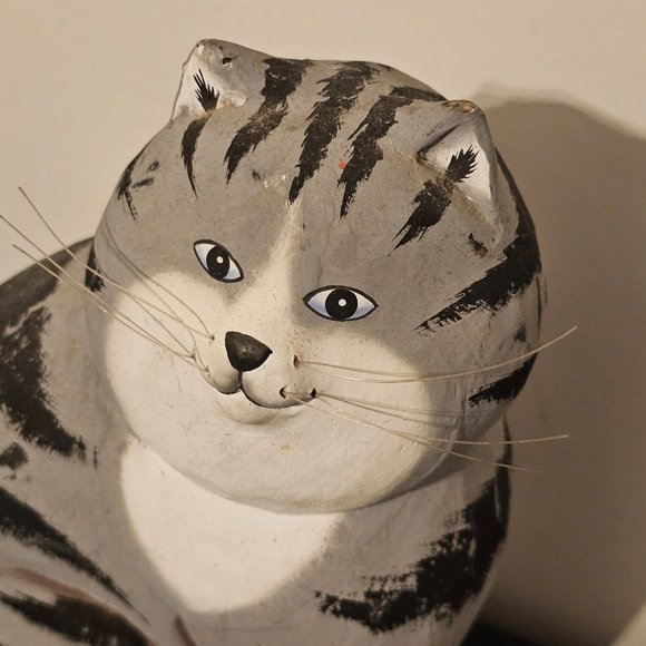 Wood Tabby Kitty Cat Shelf Mantel Decor - Picture 2 of 10